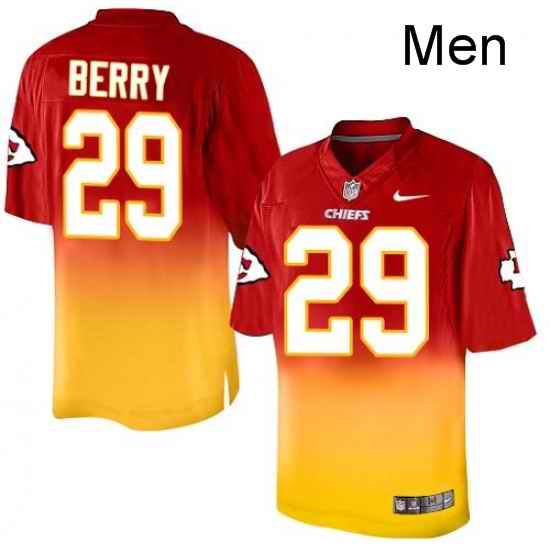 Men Nike Kansas City Chiefs 29 Eric Berry Elite RedGold Fadeaway NFL Jersey